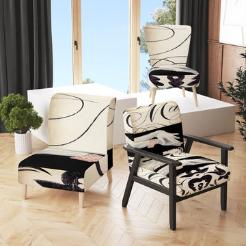 Black And White Fancy Glamorous Gloves - Traditional Accent Chair